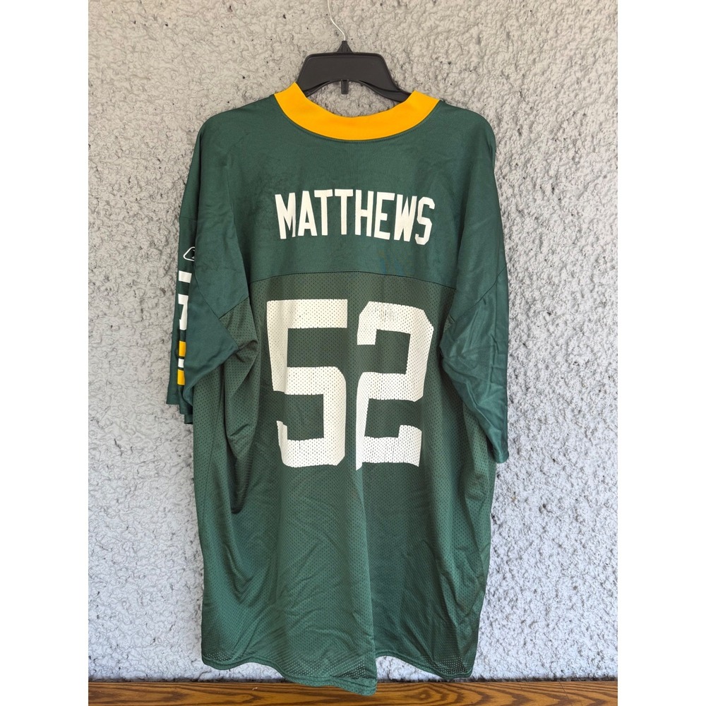 Reebok NFL Green Bay Packers Clay Matthews 52 Jersey Mens 2XL Green 7075A